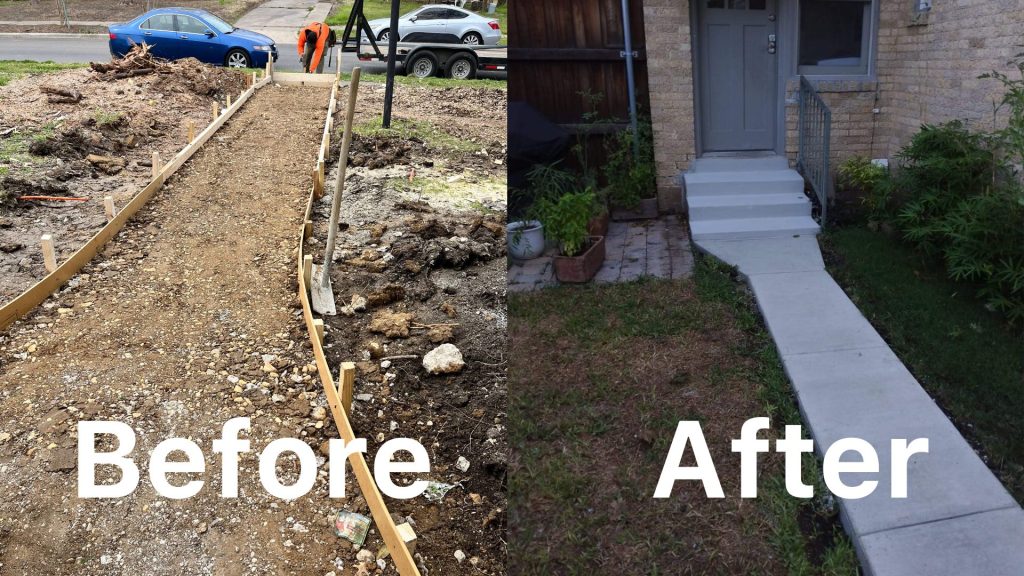 side walk before after